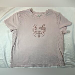 Sunday Best‎ Tee Short Yee Haw Horseshoe Light pink Size Large